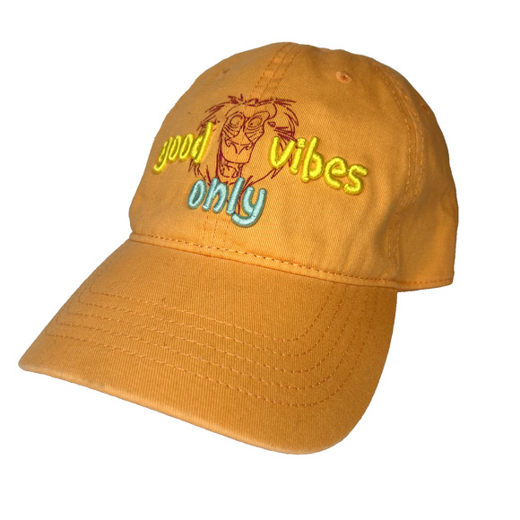 Disney Parks Hat Unisex Orange Good Vibes Only Rafiki Lion King Adjustable - Picture 1 of 4